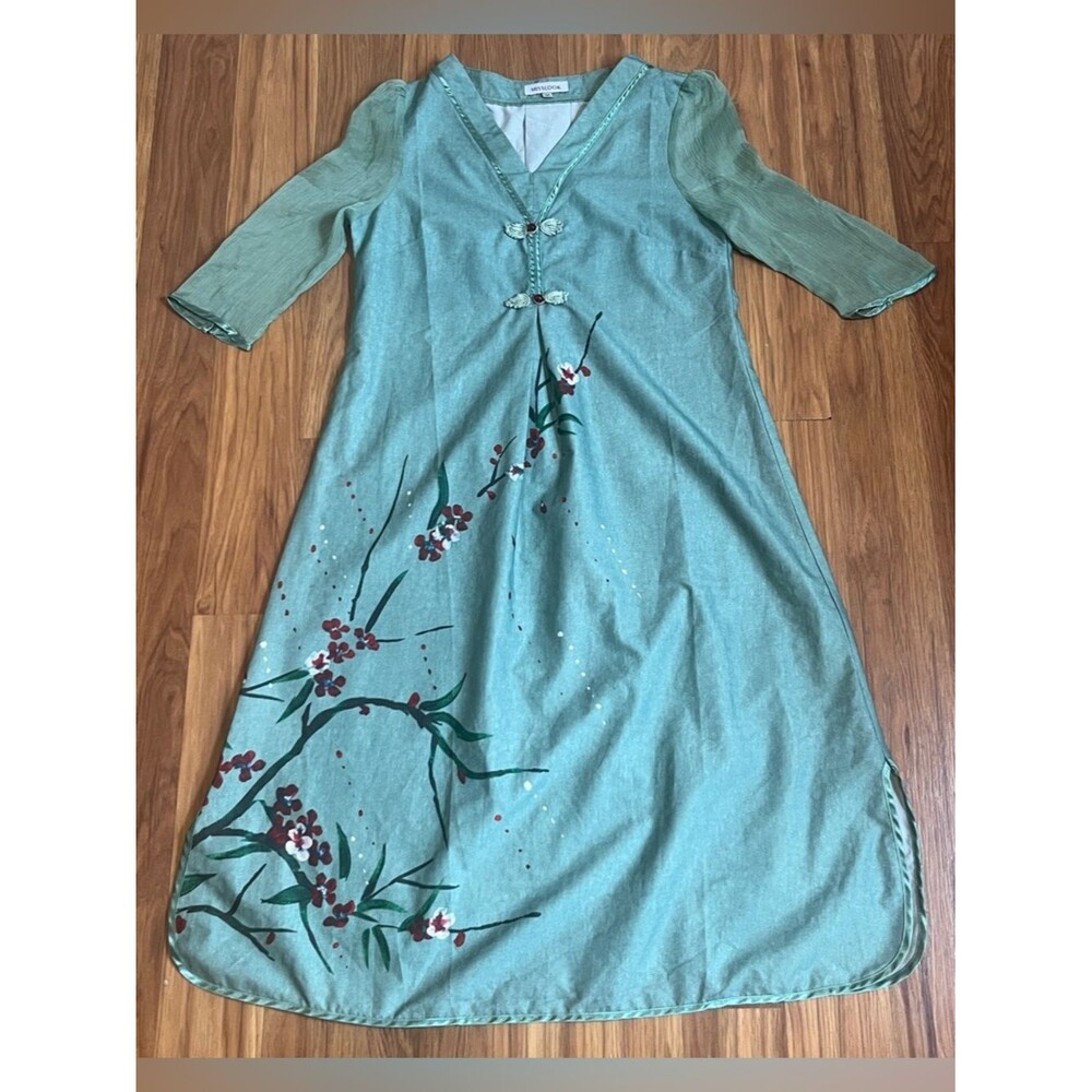 Misslook Asian inspired long tunic dress cherry blossom Size M